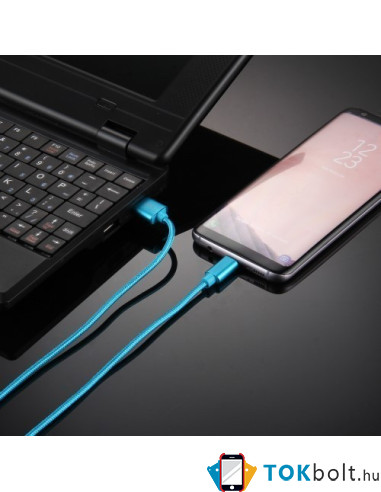 USB Type-C csatlakozású töltõkábel, adatkábel - 3 m-es - Kék