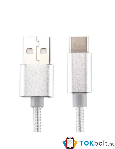 USB Type-C csatlakozású töltõkábel, adatkábel - 1 m-es - Ezüst