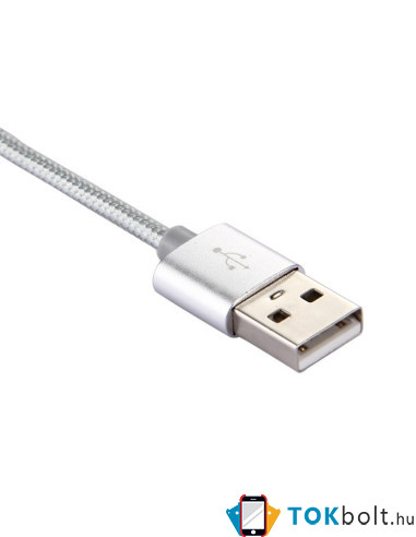 USB Type-C csatlakozású töltõkábel, adatkábel - 1 m-es - Ezüst