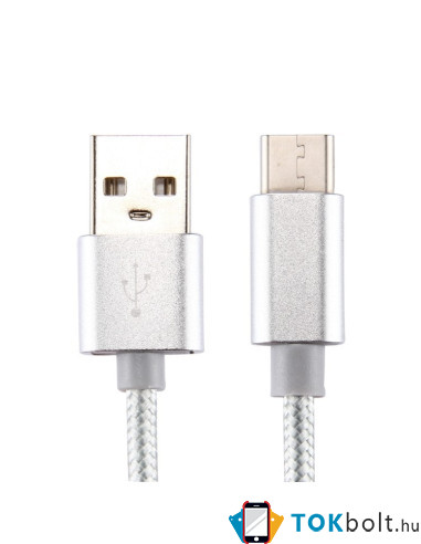 USB Type-C csatlakozású töltõkábel, adatkábel - 1 m-es - Ezüst