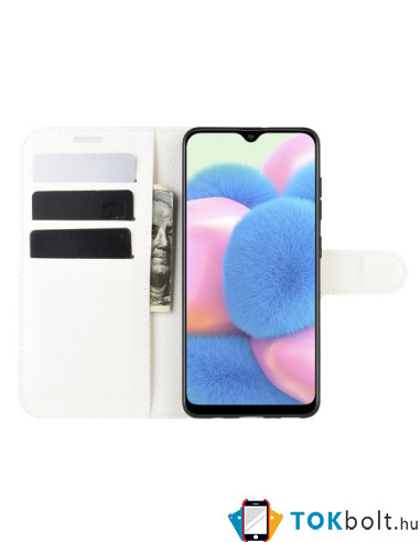 Oldalra nyíló tok Samsung Galaxy A41 telefonhoz - FEHÉR