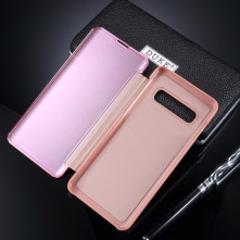 Flip telefontok átlátszó előlappal Samsung Galaxy S10 Plus készülékhez - RÓZSAARANY