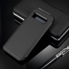 Flip telefontok átlátszó előlappal Samsung Galaxy S10 készülékhez - FEKETE