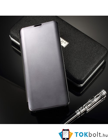 Flip telefontok átlátszó előlappal Samsung Galaxy S10 készülékhez - FEKETE