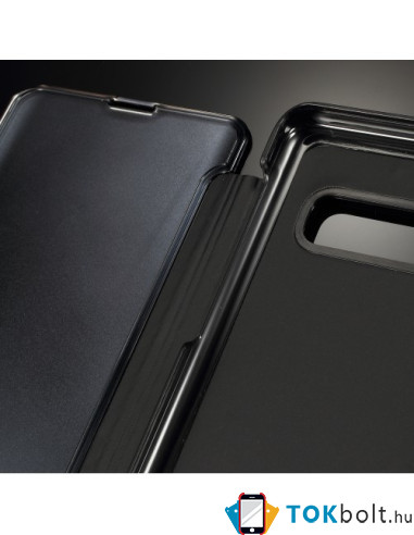 Flip telefontok átlátszó előlappal Samsung Galaxy S10 készülékhez - FEKETE