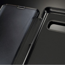 Flip telefontok átlátszó előlappal Samsung Galaxy S10 készülékhez - FEKETE