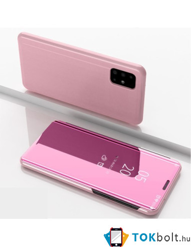 Flip telefontok átlátszó előlappal Samsung Galaxy A51 készülékhez - RÓZSAARANY