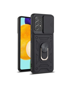Kemény műanyag és rugalmas TPU hibrid tok Samsung Galaxy A52 4G/5G / A52s 5G telefonhoz - FEKETE