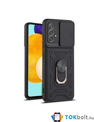 Kemény műanyag és rugalmas TPU hibrid tok Samsung Galaxy A52 4G/5G / A52s 5G telefonhoz - FEKETE