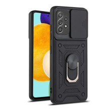 Kemény műanyag és rugalmas TPU hibrid tok Samsung Galaxy A52 4G/5G / A52s 5G telefonhoz - FEKETE