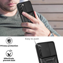 Kemény műanyag és rugalmas TPU hibrid tok Samsung Galaxy S22 5G telefonhoz - RÓZSAARANY