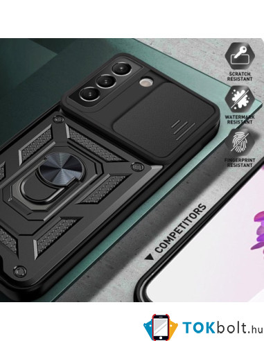 Kemény műanyag és rugalmas TPU hibrid tok Samsung Galaxy S22 5G telefonhoz - RÓZSAARANY