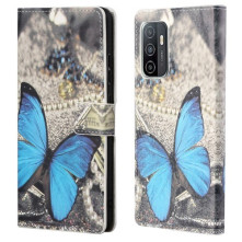 Oldalra nyíló mintás telefontok Samsung Galaxy A53 5G telefonhoz - KÉK PILLANGÓ