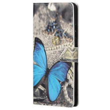 Oldalra nyíló mintás telefontok Samsung Galaxy A53 5G telefonhoz - KÉK PILLANGÓ