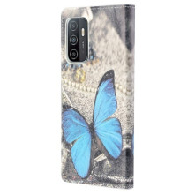 Oldalra nyíló mintás telefontok Samsung Galaxy A53 5G telefonhoz - KÉK PILLANGÓ