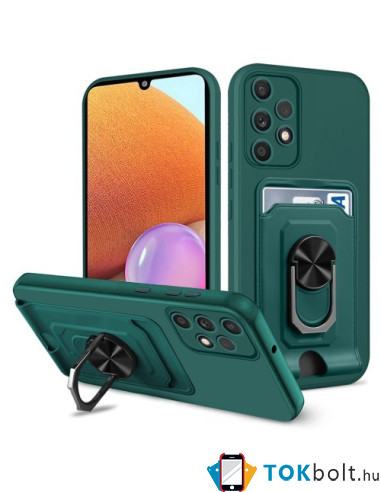 Kemény műanyag és rugalmas TPU hibrid tok Samsung Galaxy A52 4G/5G / A52s 5G telefonhoz - ZÖLD