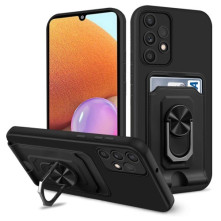 Kemény műanyag és rugalmas TPU hibrid tok Samsung Galaxy A52 4G/5G / A52s 5G telefonhoz - FEKETE
