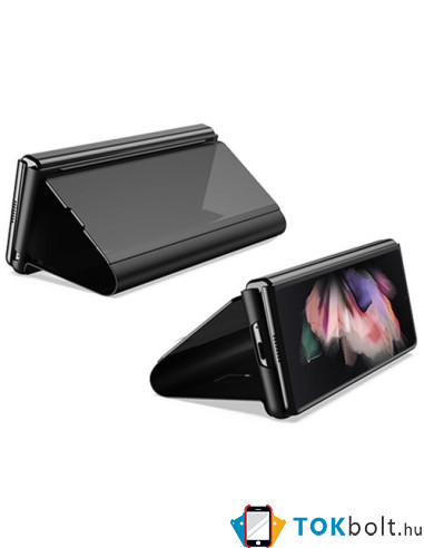 Flip telefontok átlátszó előlappal Samsung Galaxy Z Fold4 készülékhez - FEKETE