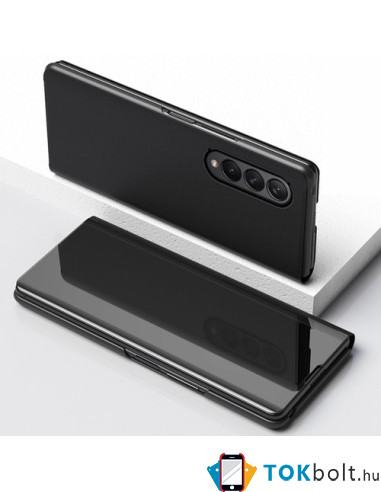 Flip telefontok átlátszó előlappal Samsung Galaxy Z Fold4 készülékhez - FEKETE