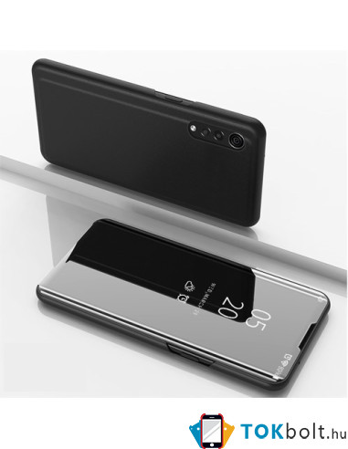 Flip telefontok átlátszó előlappal LG Velvet készülékhez - FEKETE