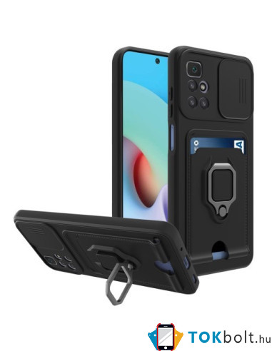 Kemény műanyag és rugalmas TPU hibrid tok Xiaomi Redmi 10/Redmi 10 2022/Redmi Note 11 4G/Redmi 10 Prime telefonhoz - FEKETE