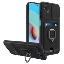 Kemény műanyag és rugalmas TPU hibrid tok Xiaomi Redmi 10/Redmi 10 2022/Redmi Note 11 4G/Redmi 10 Prime telefonhoz - FEKETE