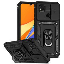 Kemény műanyag és rugalmas TPU hibrid tok Xiaomi Redmi 10A telefonhoz - FEKETE