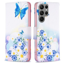 Oldalra nyíló mintás telefontok Samsung Galaxy S23 Ultra telefonhoz - PILLANGÓK ÉS VIRÁGOK