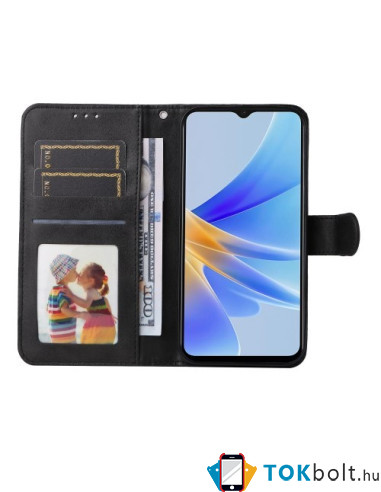 Oldalra nyíló tok Oppo A17 telefonhoz - FEKETE