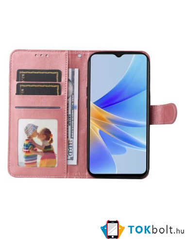 Oldalra nyíló tok Oppo A17 telefonhoz - RÓZSAARANY