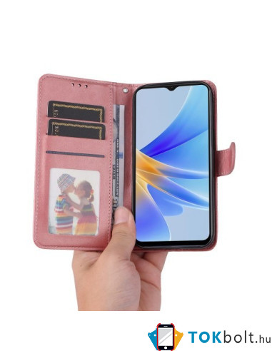 Oldalra nyíló tok Oppo A17 telefonhoz - RÓZSAARANY
