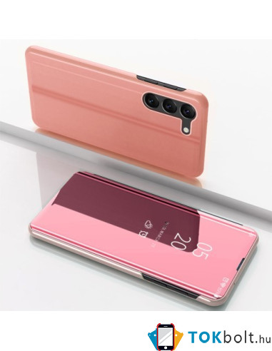 Flip telefontok átlátszó előlappal Samsung Galaxy S23 készülékhez - RÓZSAARANY