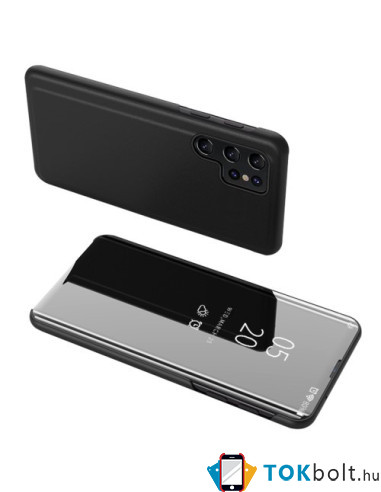 Flip telefontok átlátszó előlappal Samsung Galaxy S23 Ultra készülékhez - FEKETE