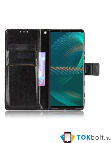 Oldalra nyíló tok Sony Xperia 5 III telefonhoz - FEKETE
