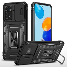 Kemény műanyag és rugalmas TPU hibrid tok Xiaomi Redmi Note 11 Pro telefonhoz - FEKETE