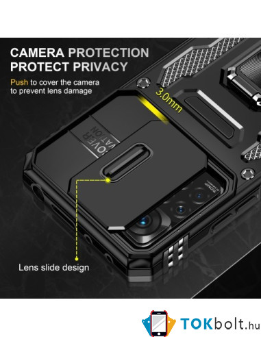 Kemény műanyag és rugalmas TPU hibrid tok Xiaomi Redmi Note 11 Pro telefonhoz - FEKETE