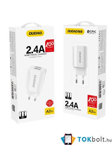 DUDAO töltő EU USB 2x USB 5V / 2.4A white (A2EU) - FEHÉR