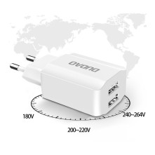 DUDAO töltő EU USB 2x USB 5V / 2.4A white (A2EU) - FEHÉR