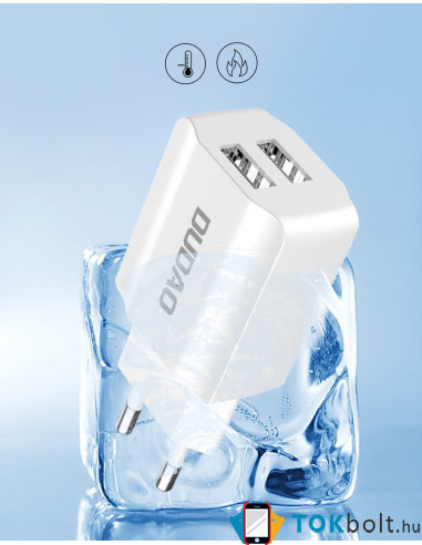 DUDAO töltő EU USB 2x USB 5V / 2.4A white (A2EU) - FEHÉR