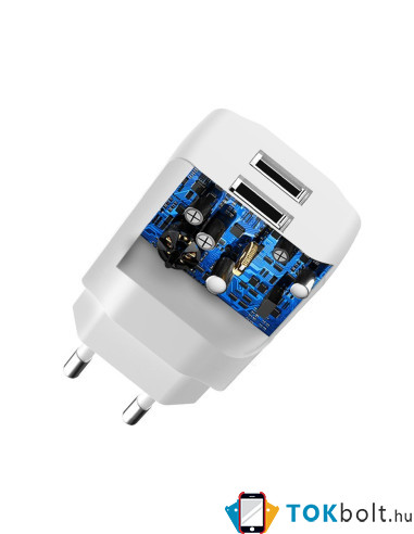 DUDAO töltő EU USB 2x USB 5V / 2.4A white (A2EU) - FEHÉR