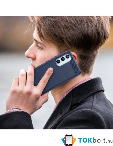 Samsung Galaxy A54 5G karbon mintás tok - KÉK