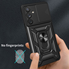 Kemény műanyag és rugalmas TPU hibrid tok Samsung Galaxy A54 5G telefonhoz - FEKETE