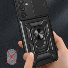 Kemény műanyag és rugalmas TPU hibrid tok Samsung Galaxy A34 5G telefonhoz - FEKETE