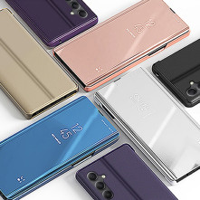 Flip telefontok átlátszó előlappal Samsung Galaxy A34 5G készülékhez - KÉK