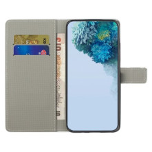 Oldalra nyíló mintás telefontok Samsung Galaxy A14 4G / A14 5G telefonhoz - LILA VIRÁG