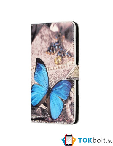 Oldalra nyíló mintás telefontok Samsung Galaxy A14 4G / A14 5G telefonhoz - KÉK PILLANGÓ