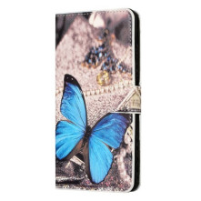 Oldalra nyíló mintás telefontok Samsung Galaxy A14 4G / A14 5G telefonhoz - KÉK PILLANGÓ