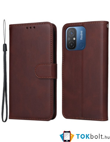 Oldalra nyíló tok Xiaomi Redmi 12C telefonhoz - BARNA