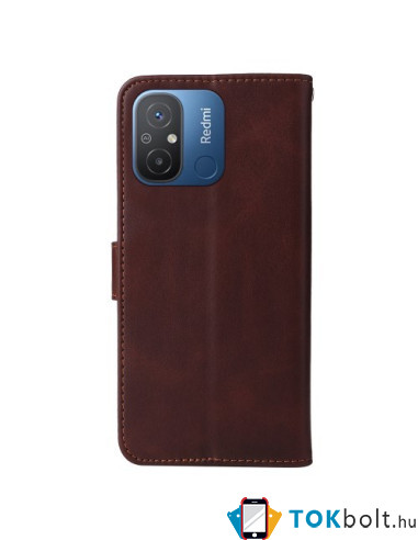 Oldalra nyíló tok Xiaomi Redmi 12C telefonhoz - BARNA