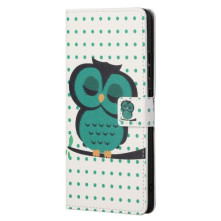 Oldalra nyíló mintás telefontok Xiaomi Redmi Note 11 Pro telefonhoz - ZÖLD BAGLYOS